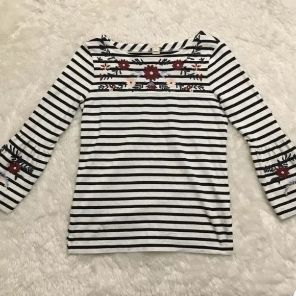 J crew striped embroidered top S - Picture 2 of 4